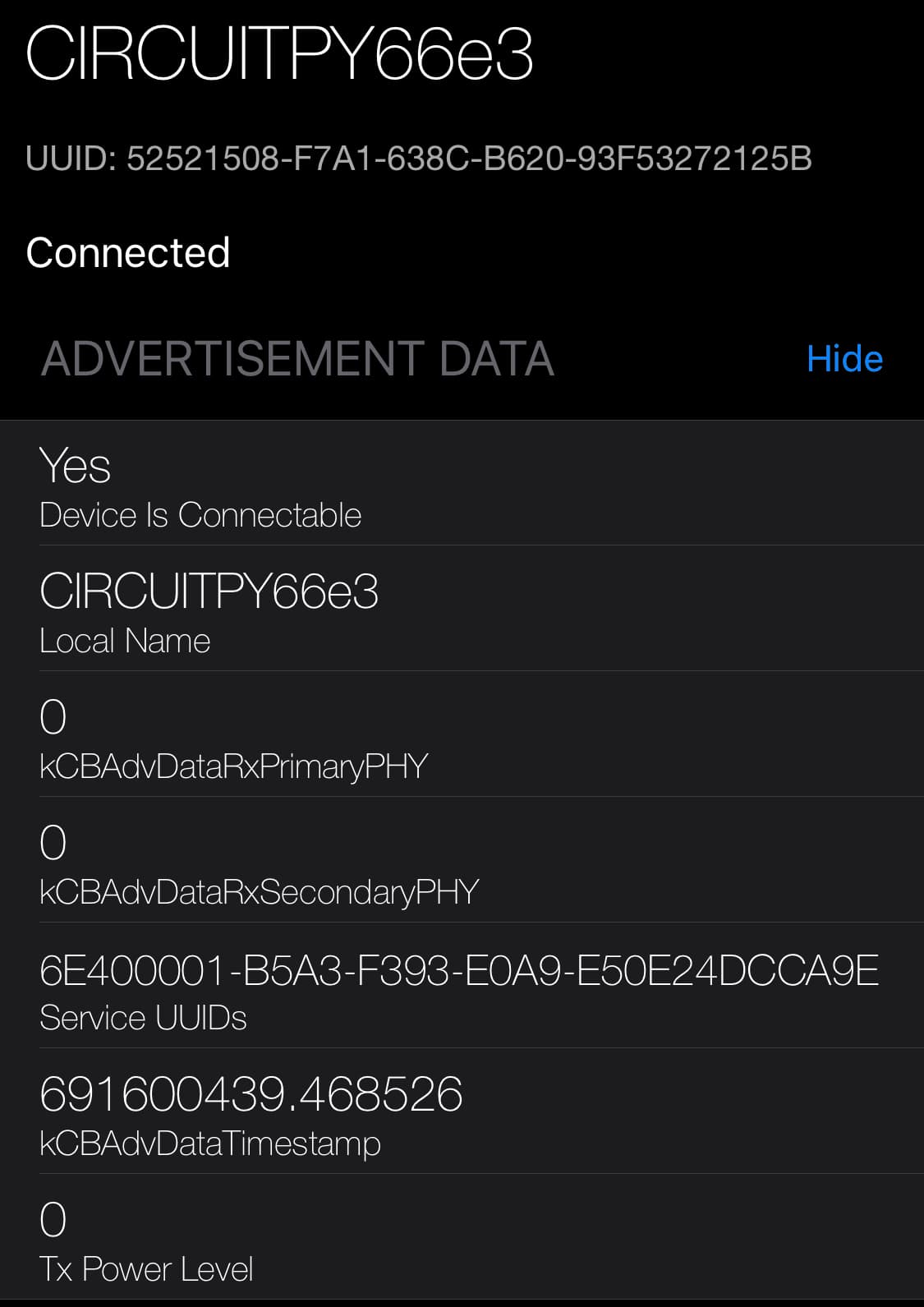 Seeed XIAO nrf52840 advertising with CircuitPython