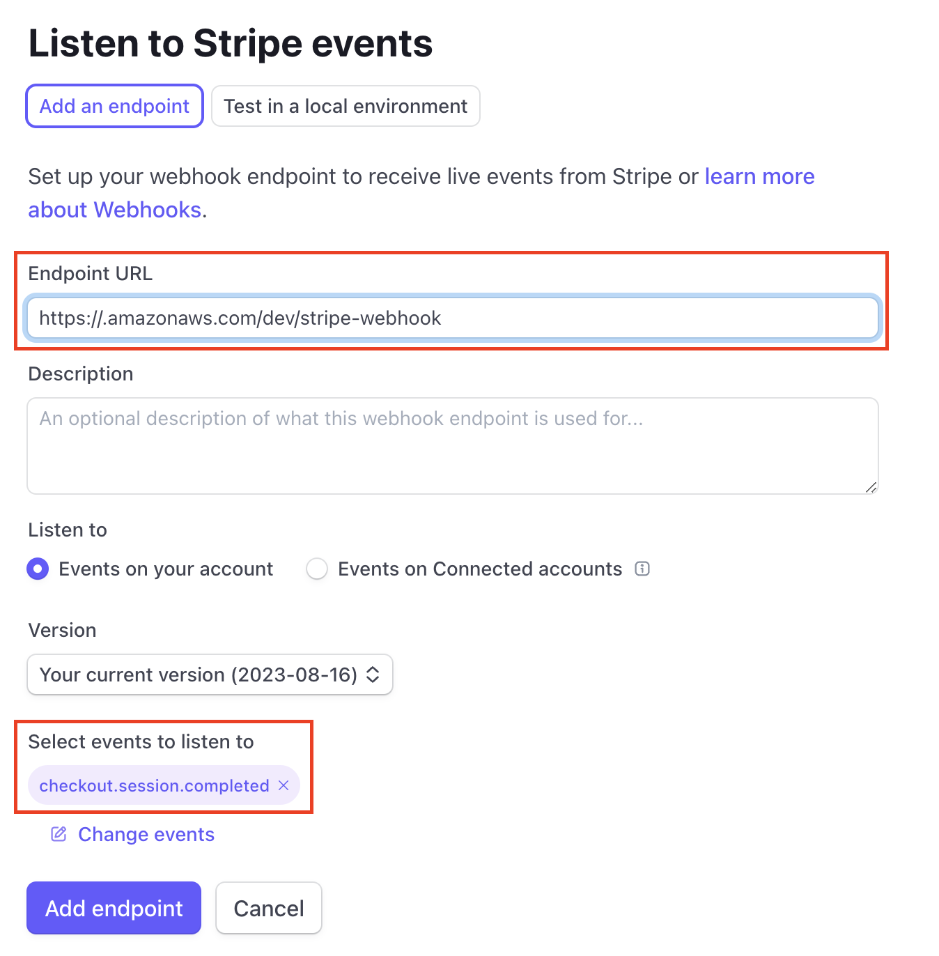 Listen to Stripe events