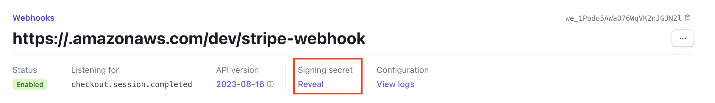 Stripe webhook key