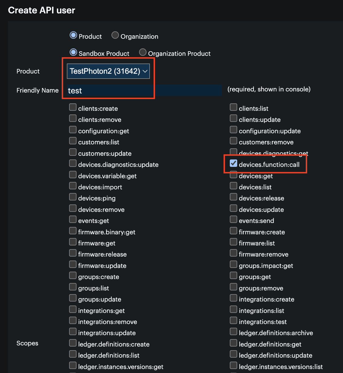 Create Particle API key