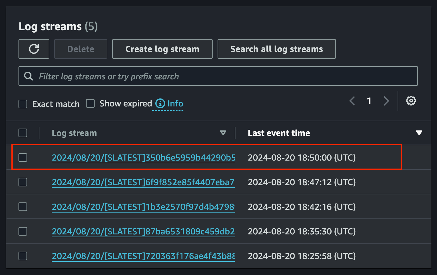 Debugging with log streams